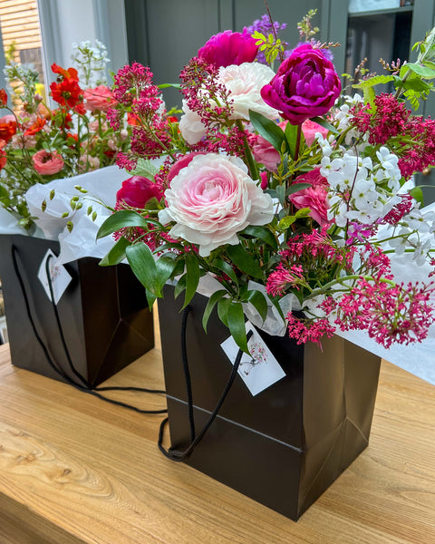 Large hand-tied bouquet.