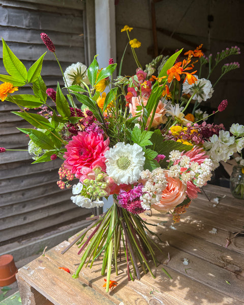 Large hand-tied bouquet.